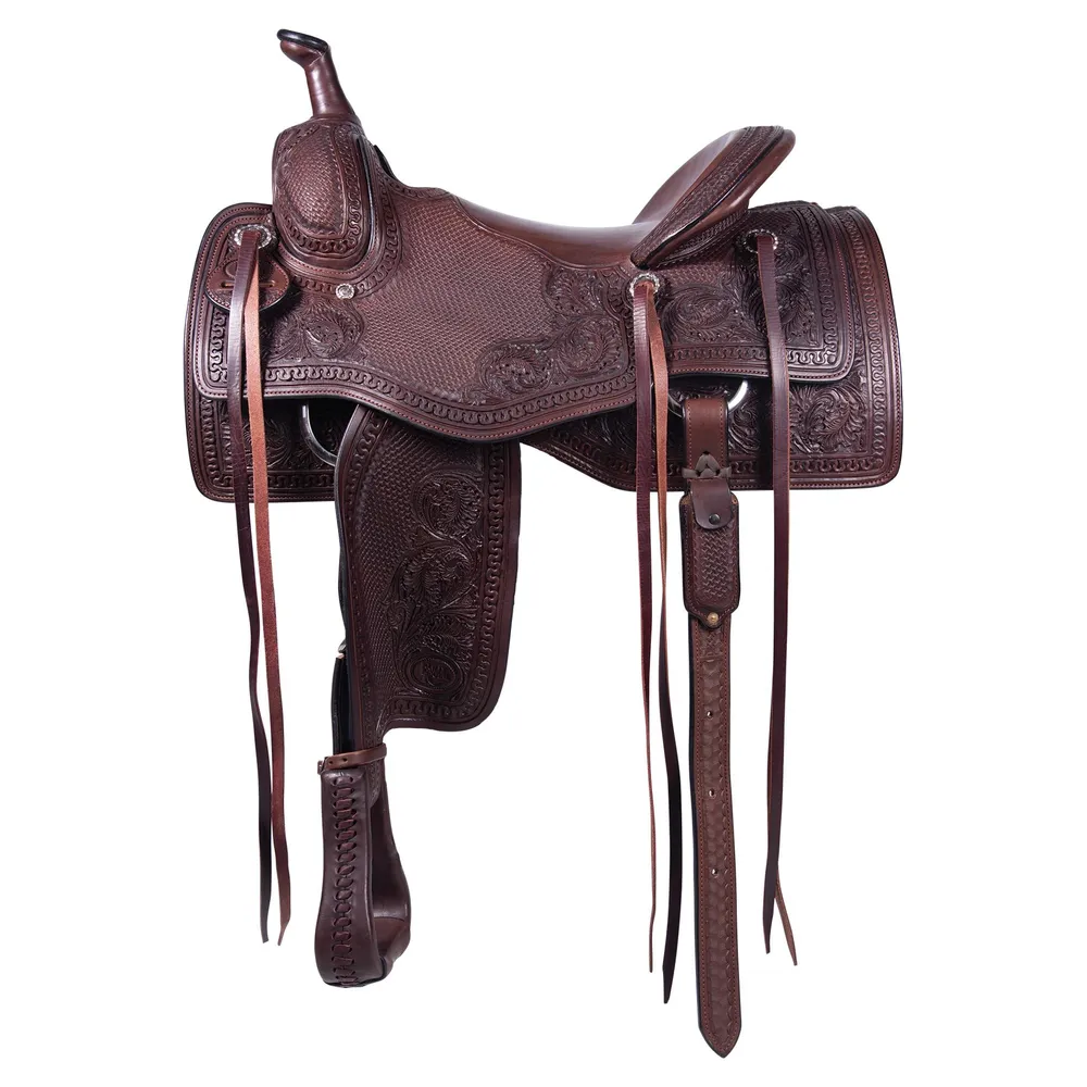 Leather western saddle